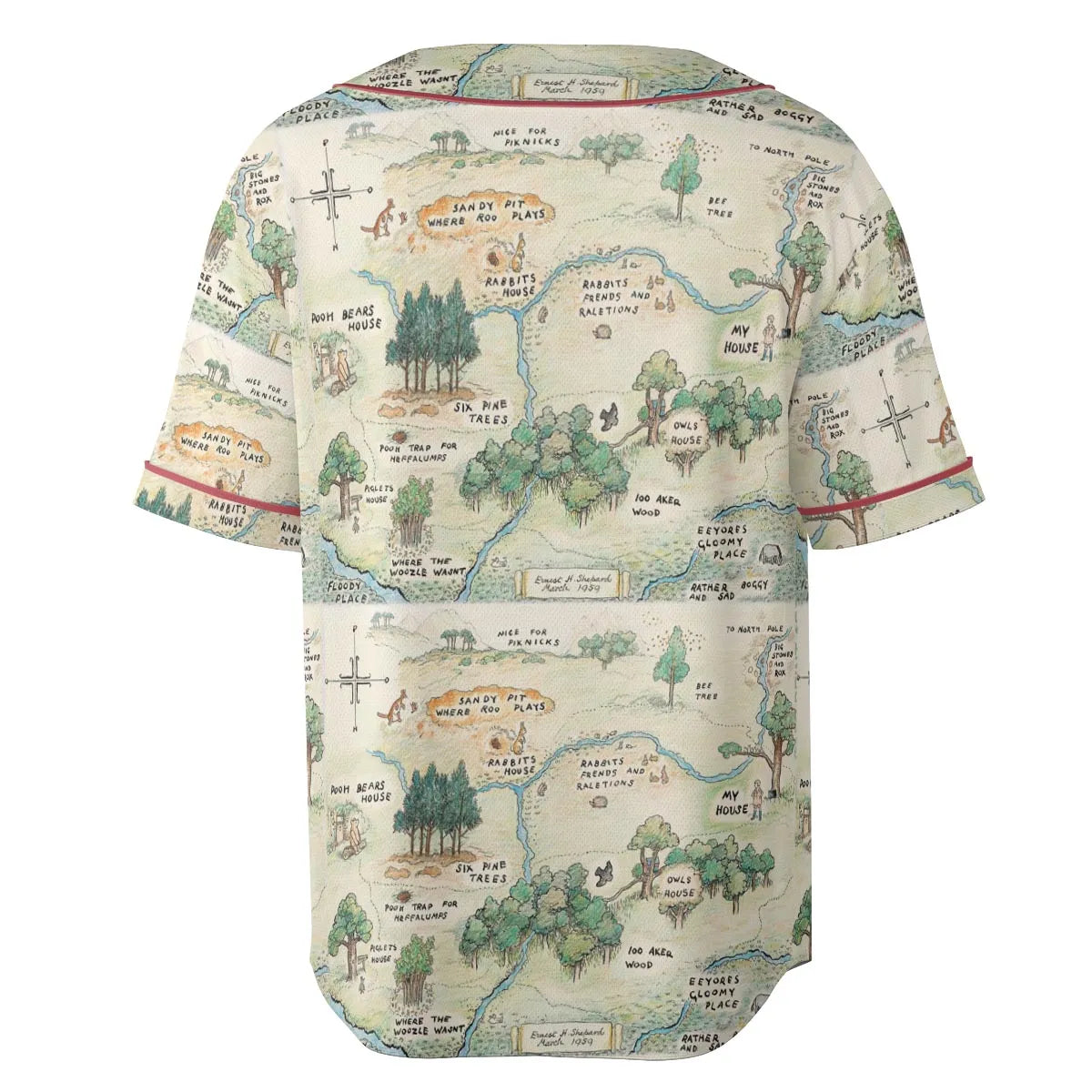 Hundred Acre Wood Map Unisex Baseball Jersey