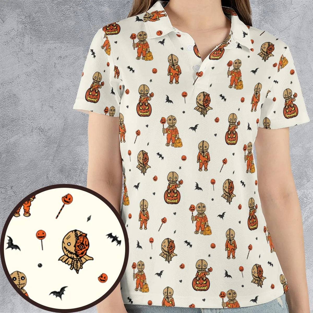 Pumpkin Sam Trick 'r Treat Horror AOP Men/Women Polo Shirt