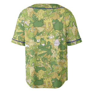 Grass Pokemon Pattern Unisex Baseball Jersey