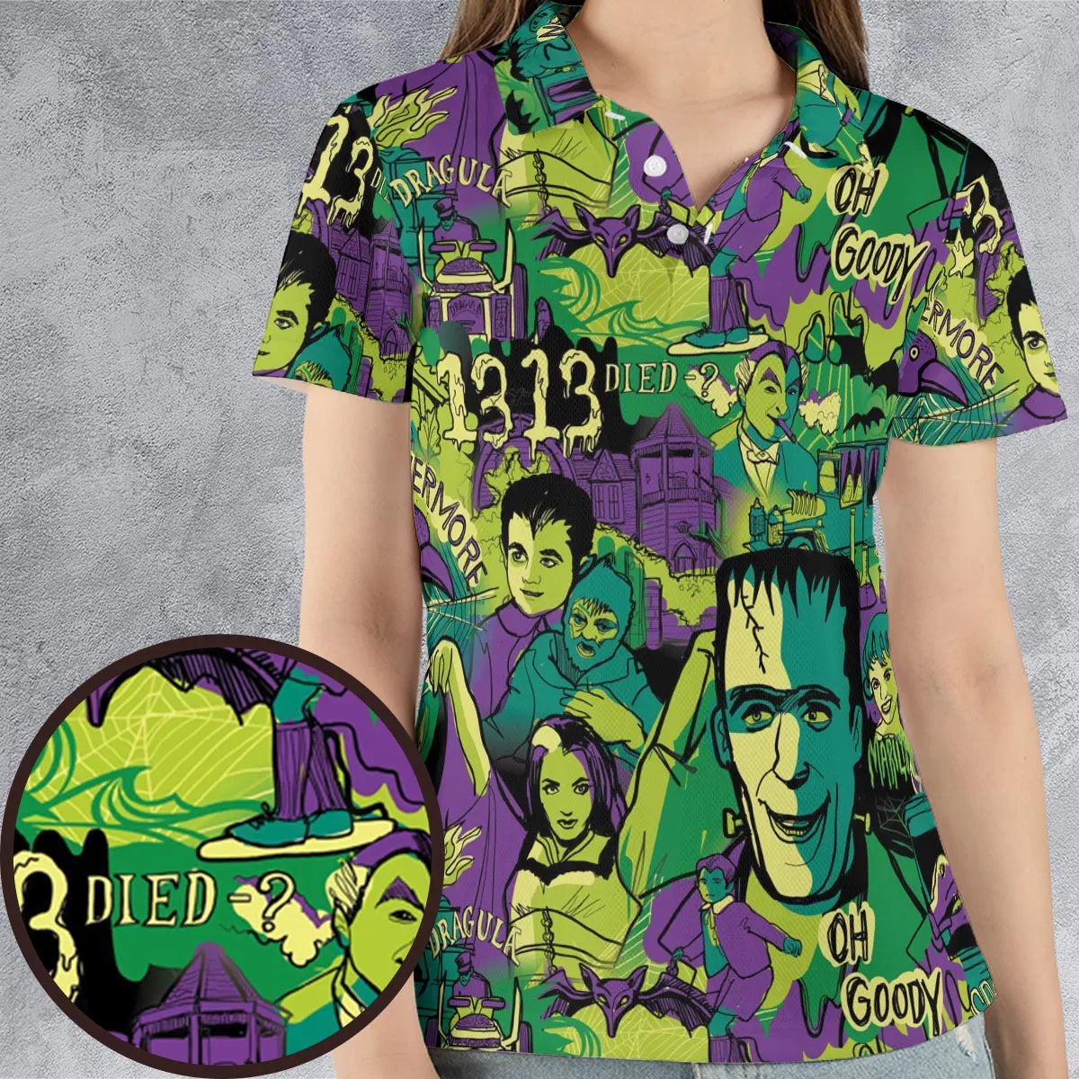 Oh Groovy Frankenstein Universal Horror AOP Men/Women Polo Shirt