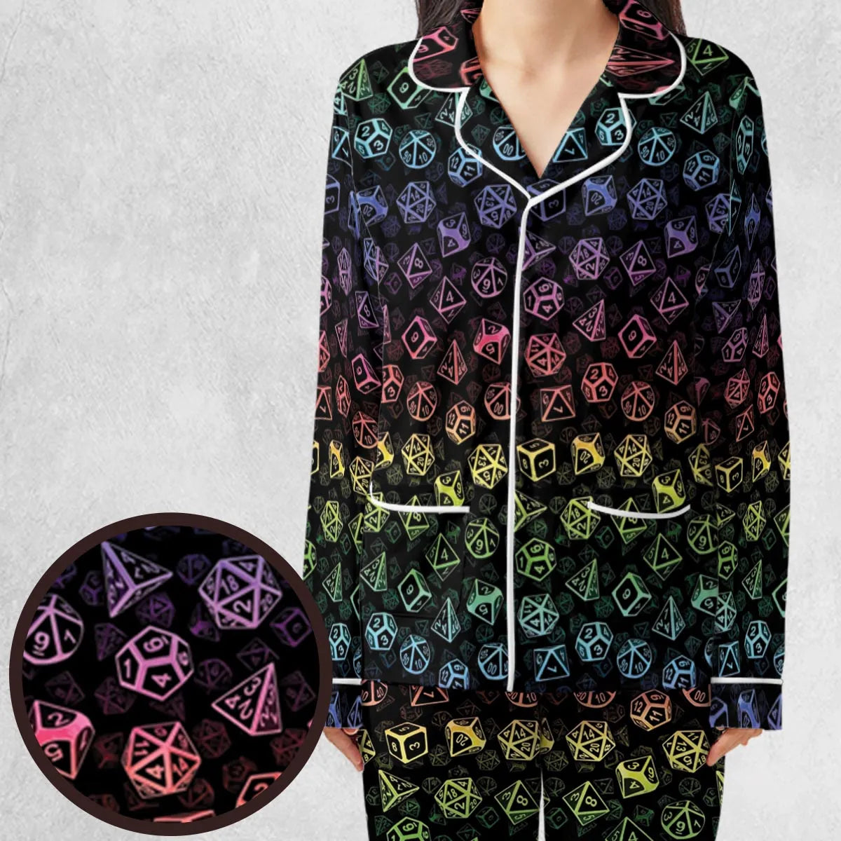 DnD Rainbow Dice Set Pattern Pajamas Set