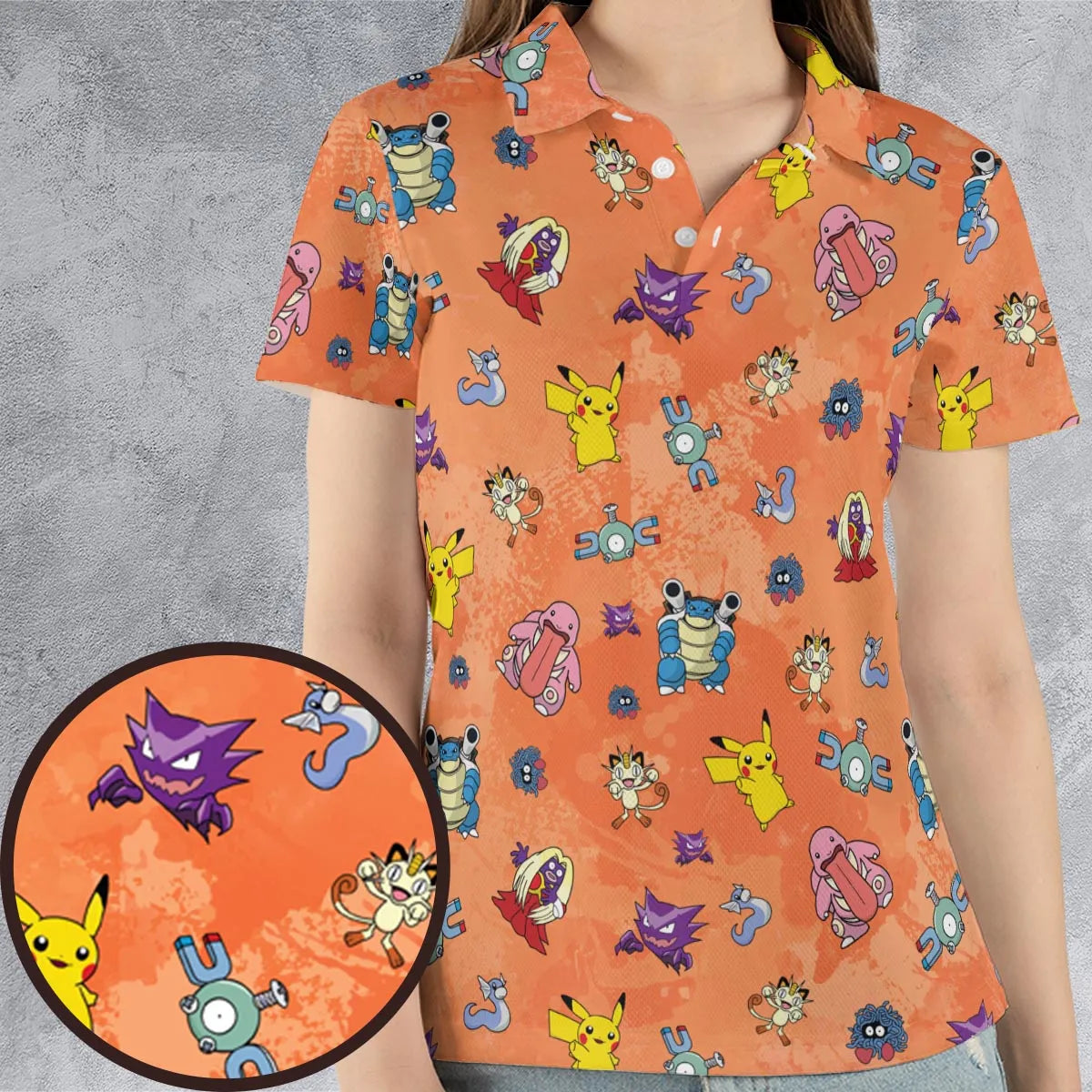 Pokemon Character Scatter AOP Men/Women Polo Shirt