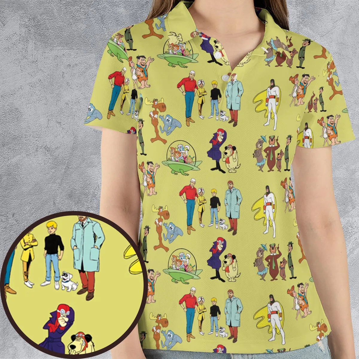 60s Cartoon Characters AOP Men/Women Polo Shirt