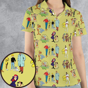 60s Cartoon Characters AOP Men/Women Polo Shirt