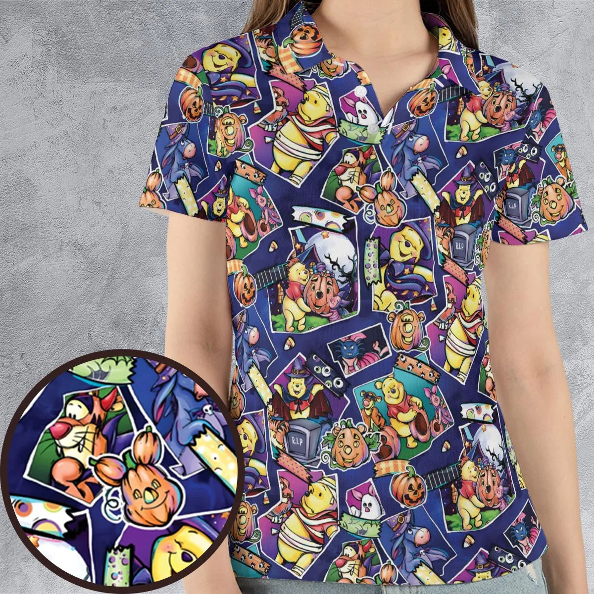 Pooh Bear Halloween AOP Men/Women Polo Shirt