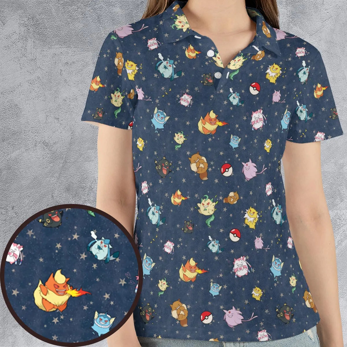 Gengar as Eevee The Eeveelutions Pokemon AOP Men/Women Polo Shirt