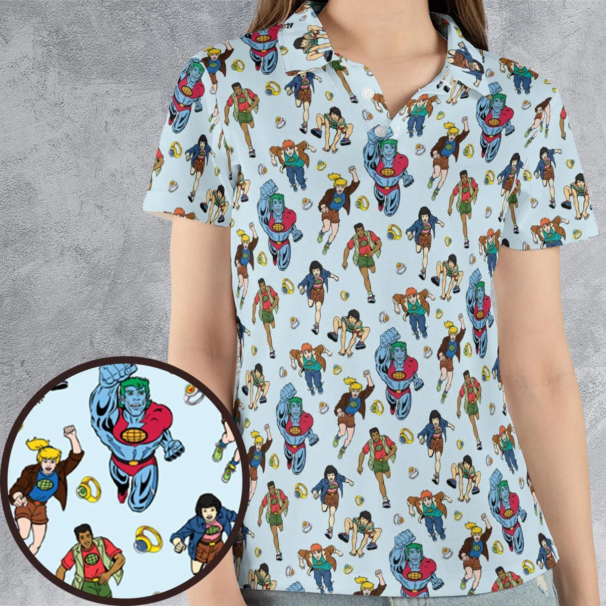 Save The Planet Captain Planet and the Planeteers AOP Men/Women Polo Shirt