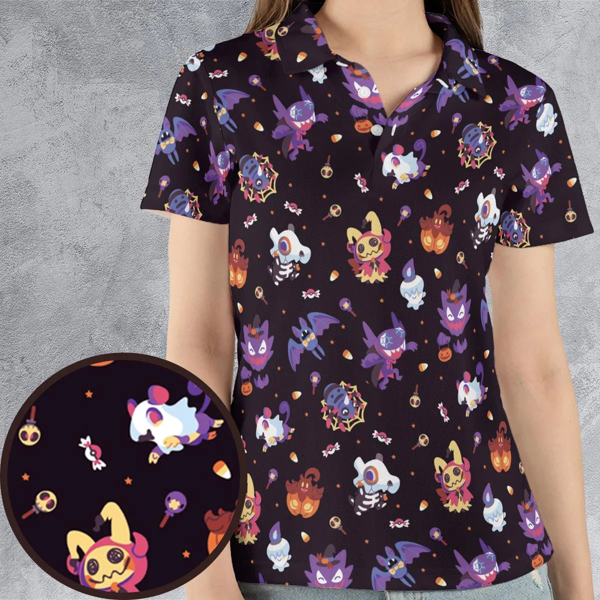 Trick or Treat Poke'ween Pokemon AOP Men/Women Polo Shirt