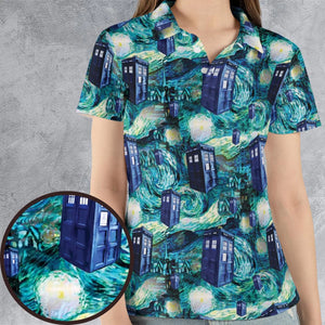 Tardis Starry Night Doctor Who AOP Men/Women Polo Shirt