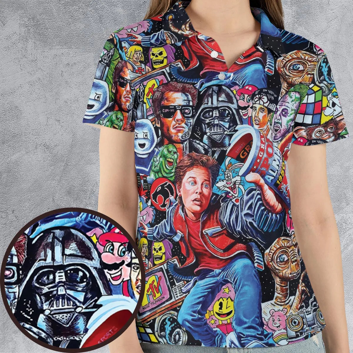 Back To The 80s Pop Culture 80s Movies Characters AOP Men/Women Polo Shirt