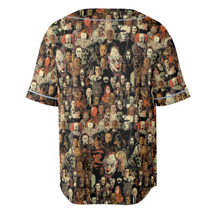 Horror Movie Characters Halloween Pattern Unisex Baseball Jersey