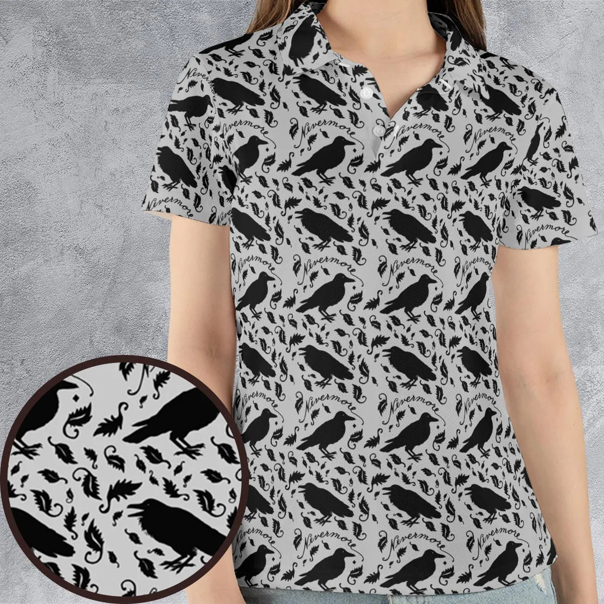 Nevermore The Raven Edgar Allan Poe Pattern AOP Men/Women Polo Shirt