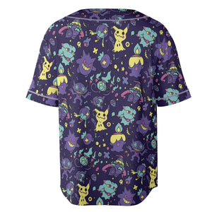 Gengar Ghost Pokemon Pattern Unisex Baseball Jersey