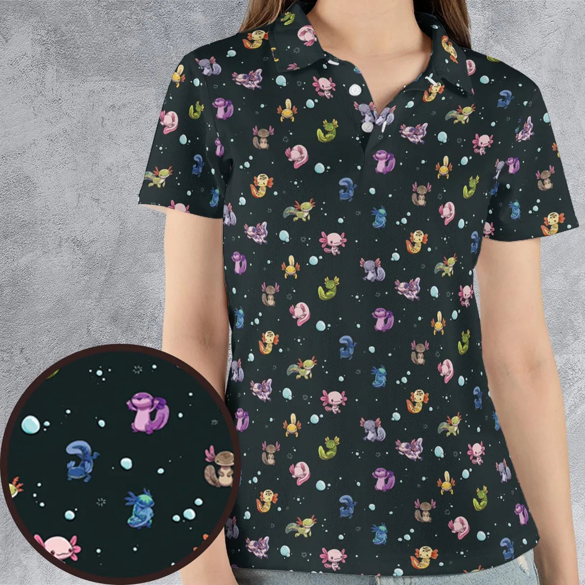 Axolotls Of The World Pattern AOP Men/Women Polo Shirt
