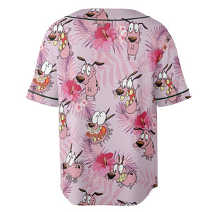 Courage the Cowardly Dog Floral Tropical Unisex Baseball Jersey