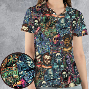 Horror Movie Characters Pattern AOP Men/Women Polo Shirt