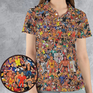 Wrestling Hulk Hogan and Buddies Figures AOP Men/Women Polo Shirt