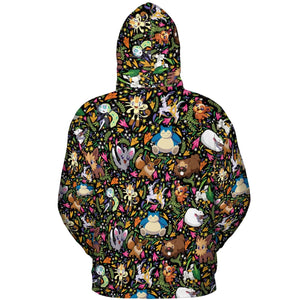 Floral Snorlax Bidoof Eevee Meloetta Pokemon All-over Print Hoodie