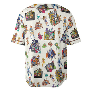 80s Famous Cartoon Characters Pattern Unisex Baseball Jersey