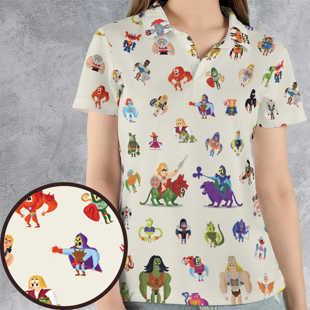 He-Man & Masters Of The Universe Characters Pattern AOP Men/Women Polo Shirt