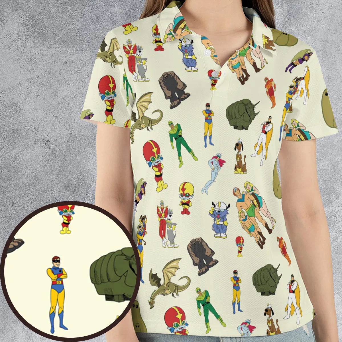 Herculoids and The Rest Of Hanna Barbera Space Stars AOP Men/Women Polo Shirt
