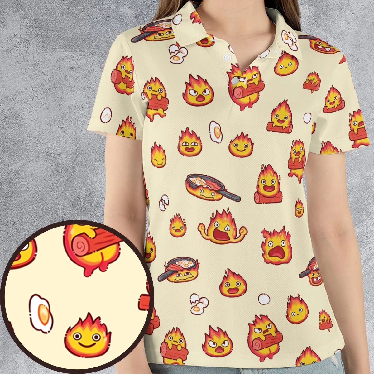 Calcifer Howl’s Moving Castle AOP Men/Women Polo Shirt