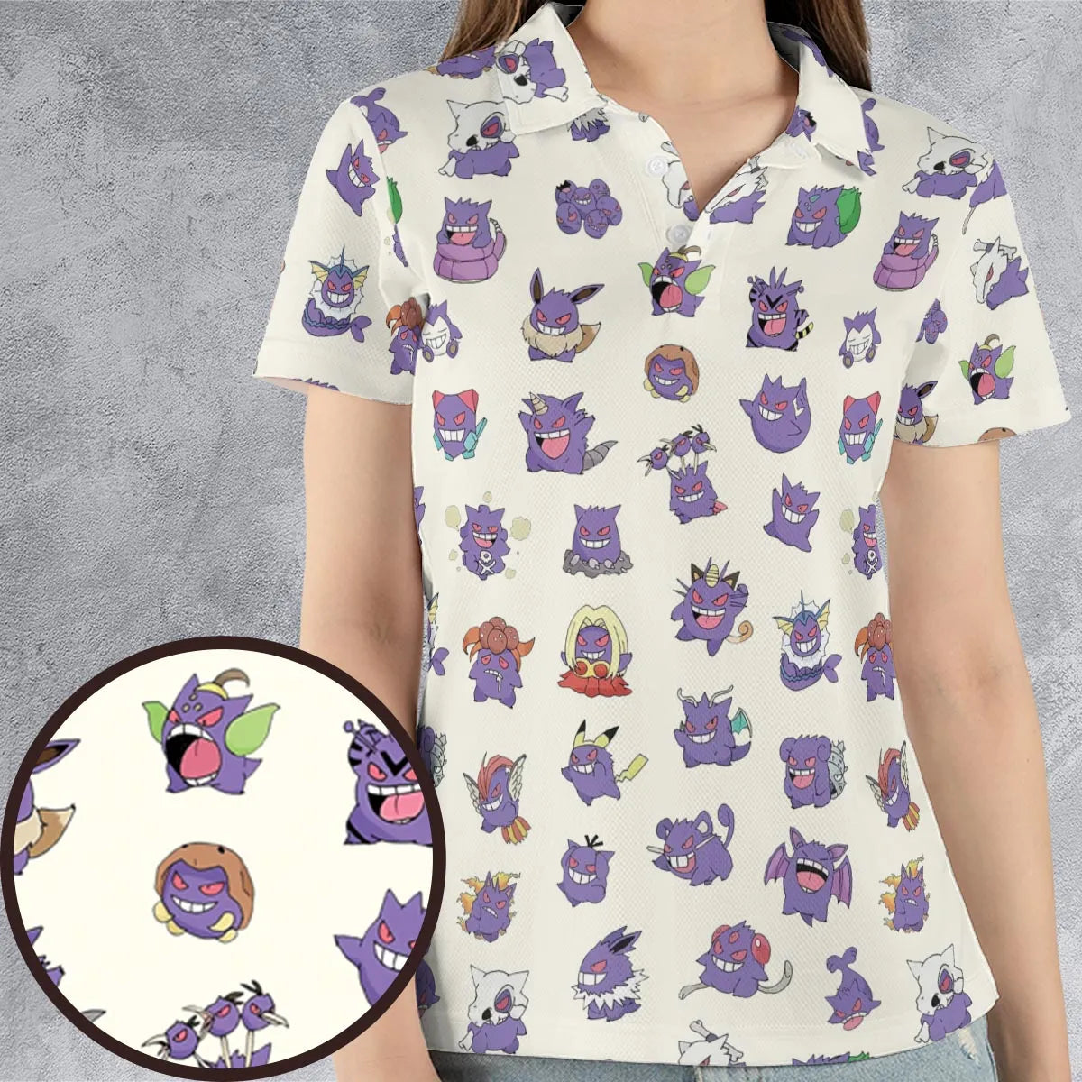 Gengar Cosplay Pokemon AOP Men/Women Polo Shirt