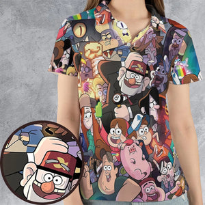Gravity Falls Characters Pattern AOP Men/Women Polo Shirt