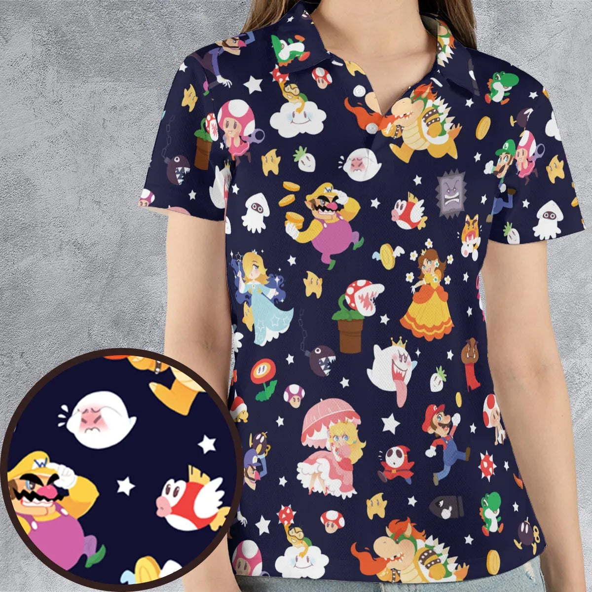 Mushroom Kingdom Super Mario AOP Men/Women Polo Shirt