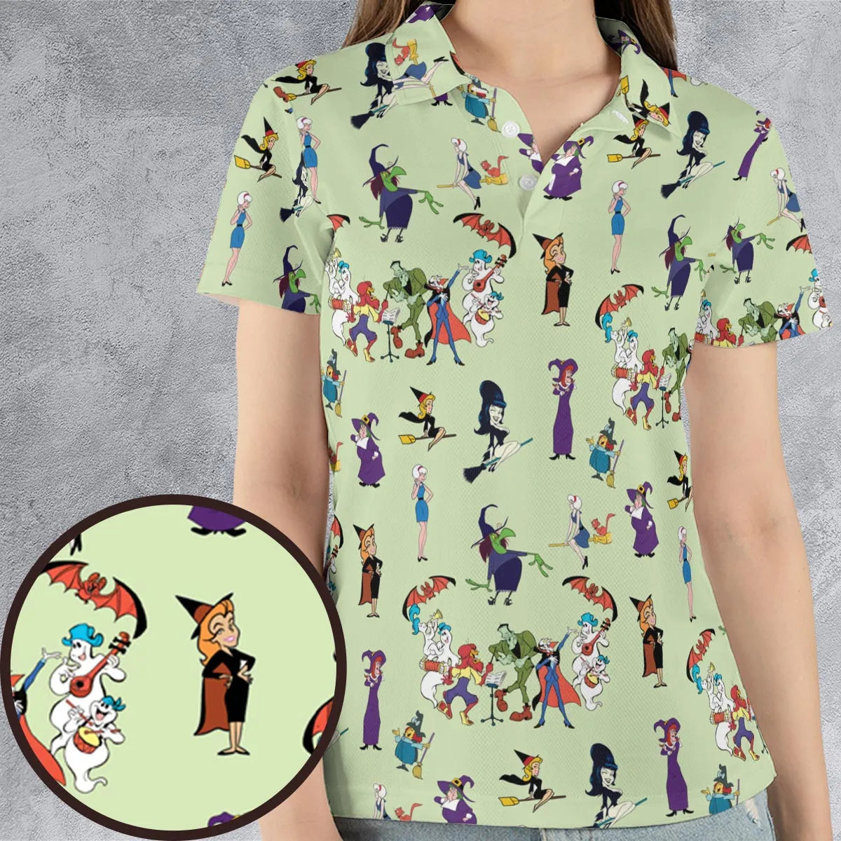 70s Witches Cartoon Characters AOP Men/Women Polo Shirt