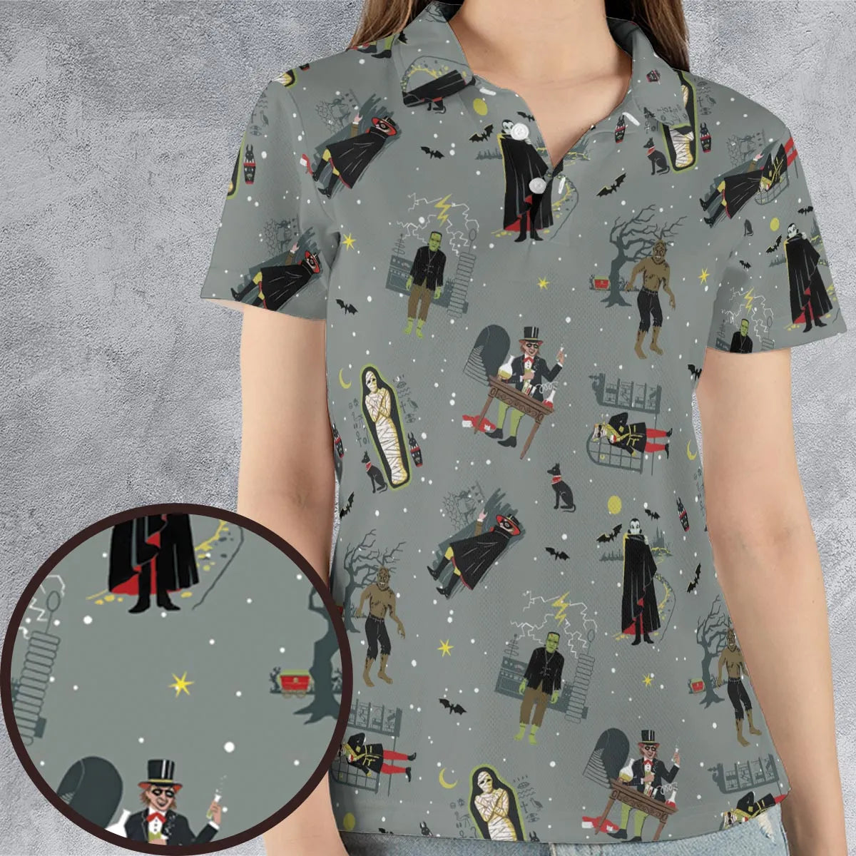 Classic Monsters Halloween AOP Men/Women Polo Shirt