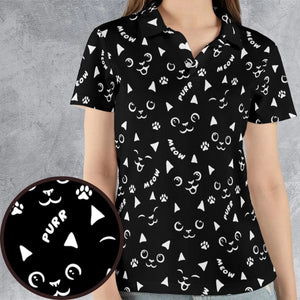 Black Cats Pattern AOP Men/Women Polo Shirt
