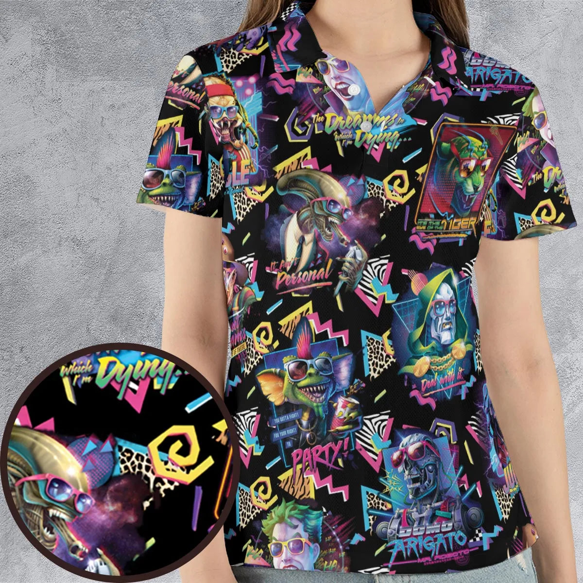 Retro Horror Characters Halloween AOP Men/Women Polo Shirt
