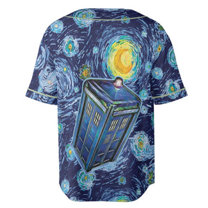 Tardis Starry Night Doctor Who Unisex Baseball Jersey