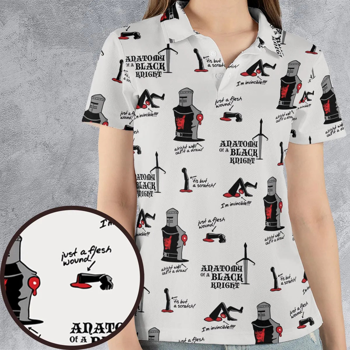 Tis but a scratch Black Knight Monty Python And The Holy Grail AOP Men/Women Polo Shirt