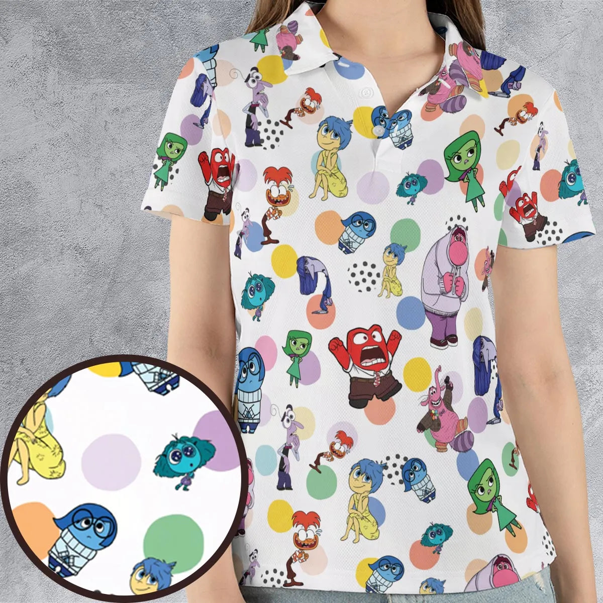 Emotion Characters Inside Out AOP Men/Women Polo Shirt