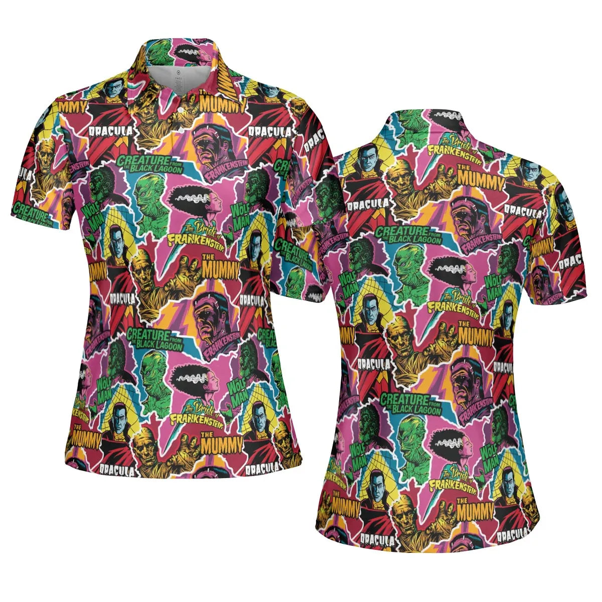 Monsters Pop Collage Universal Monsters AOP Men/Women Polo Shirt