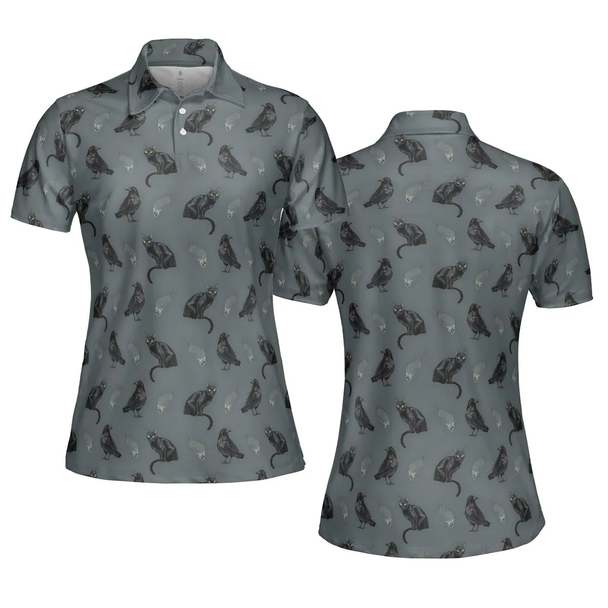Cat and Raven Edgar Allan Poe Pattern AOP Men/Women Polo Shirt