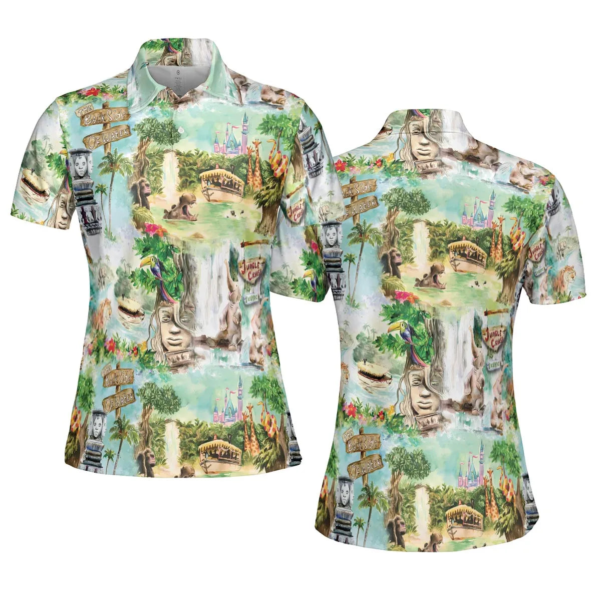 Water Color Jungle Cruise Map AOP Men/Women Polo Shirt