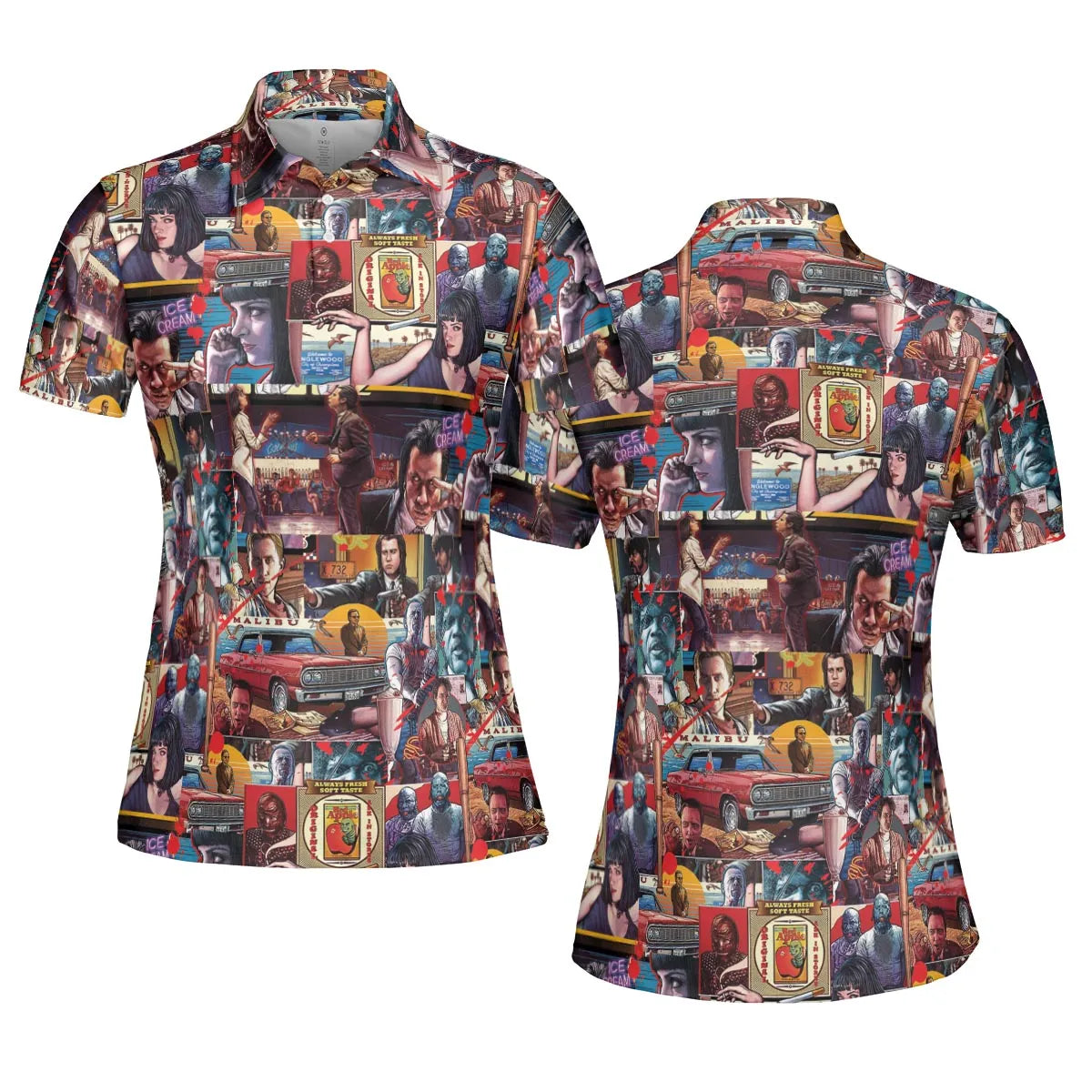Retro Scenes Mia Wallace Vincent Vega Jules Winnfields Pulp Fiction AOP Men/Women Polo Shirt