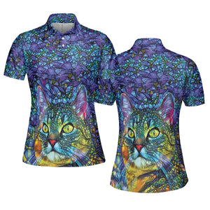 Cat Stained Glass AOP Men/Women Polo Shirt