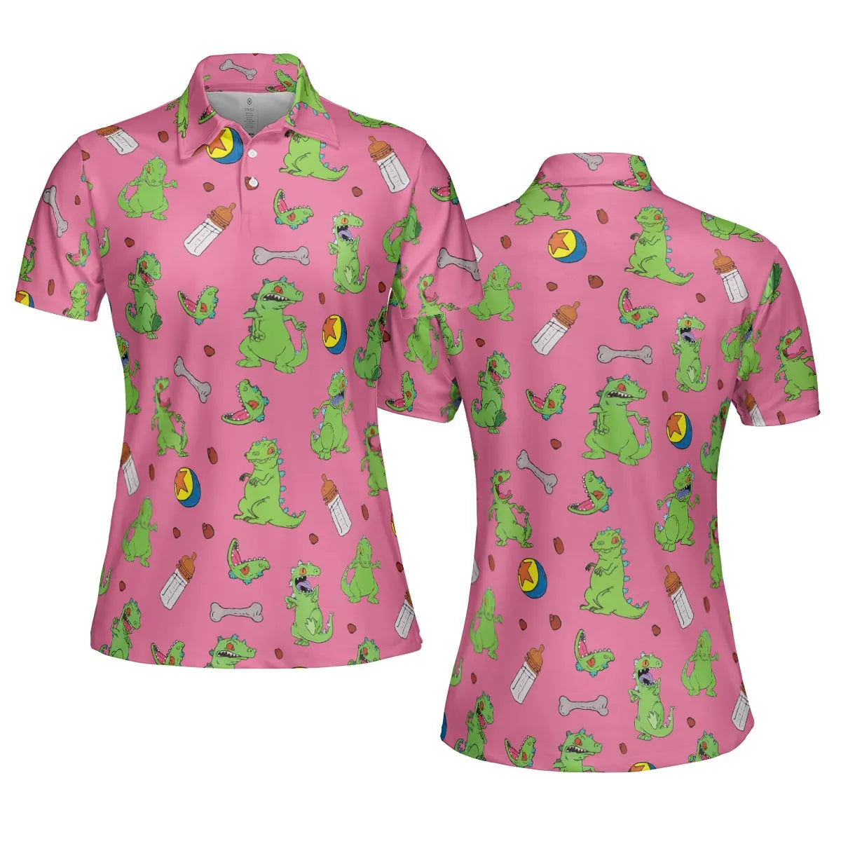Rugrats Reptar Pattern AOP Men/Women Polo Shirt