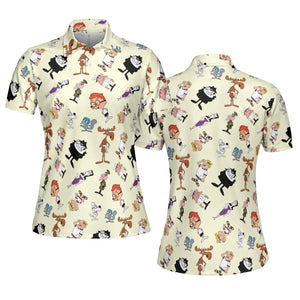 60s The Adventures Of Rocky And Bullwinkle and Friends AOP Men/Women Polo Shirt