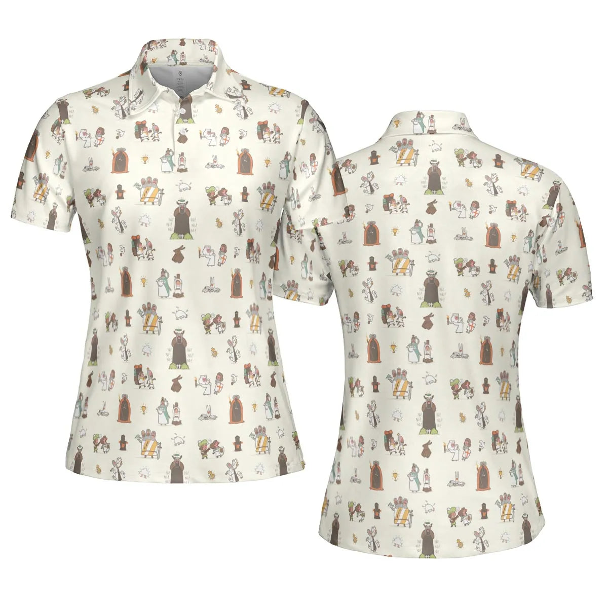 The Holy Grail Pattern Monty Python Button Down AOP Men/Women Polo Shirt
