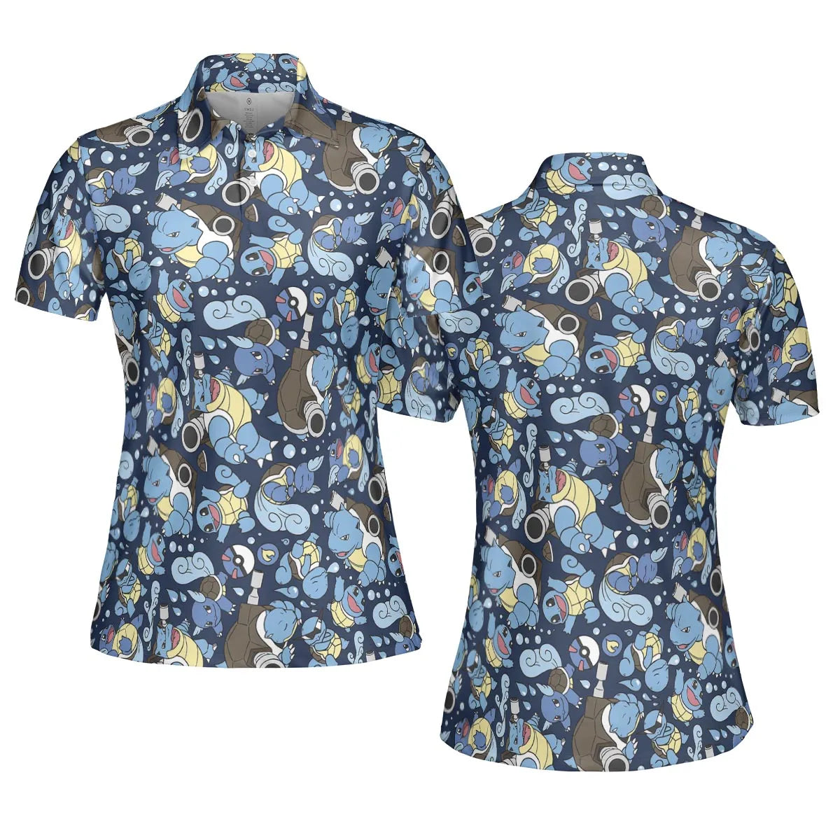 Blastoise Wartortle Squirtle Pokemon Pattern AOP Men/Women Polo Shirt