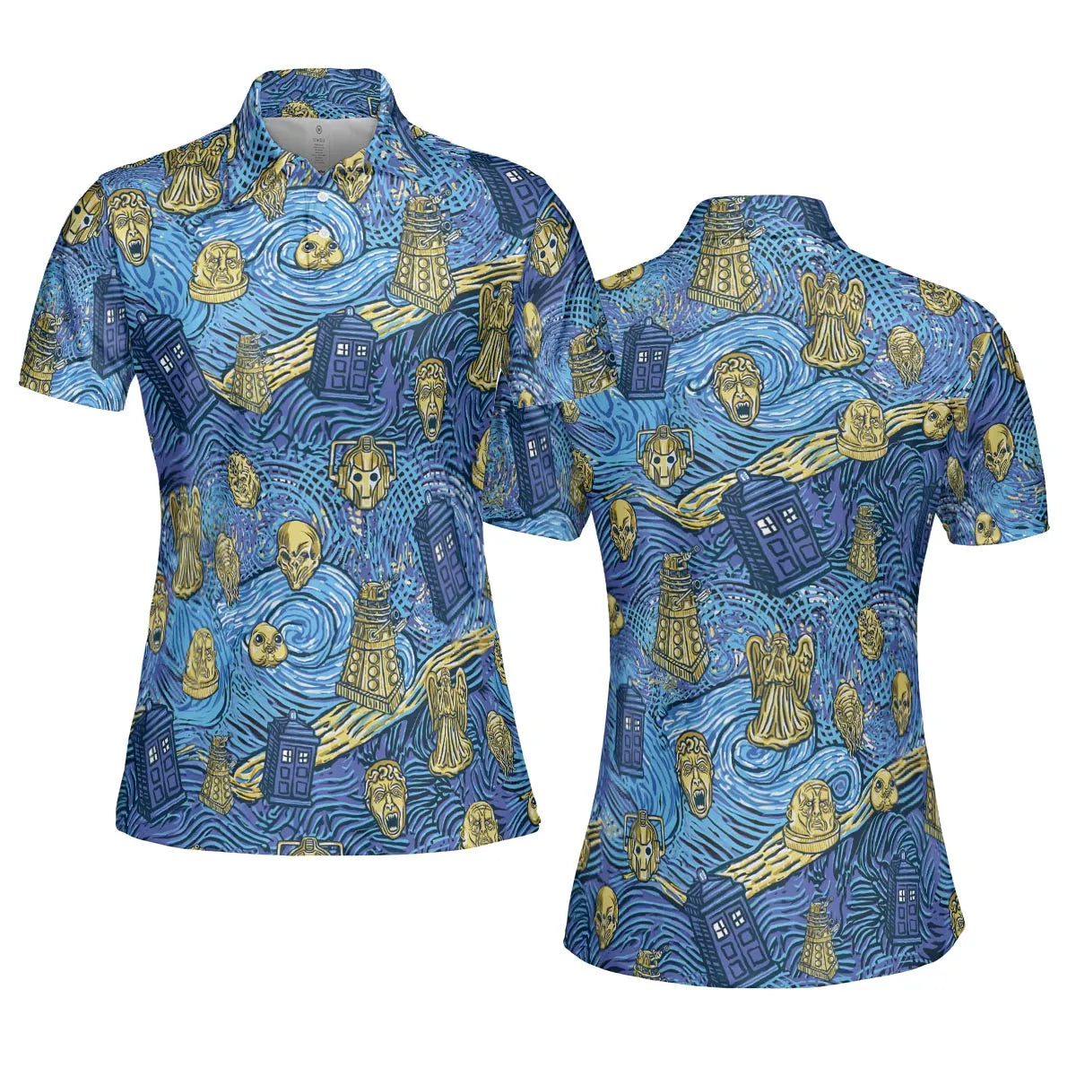Starry Night Tardis Doctor Who AOP Men/Women Polo Shirt