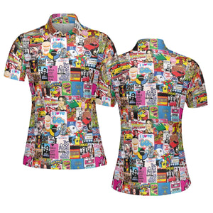 I heart 80s Collage Mr. T Back To the Future Pac-man AOP Men/Women Polo Shirt