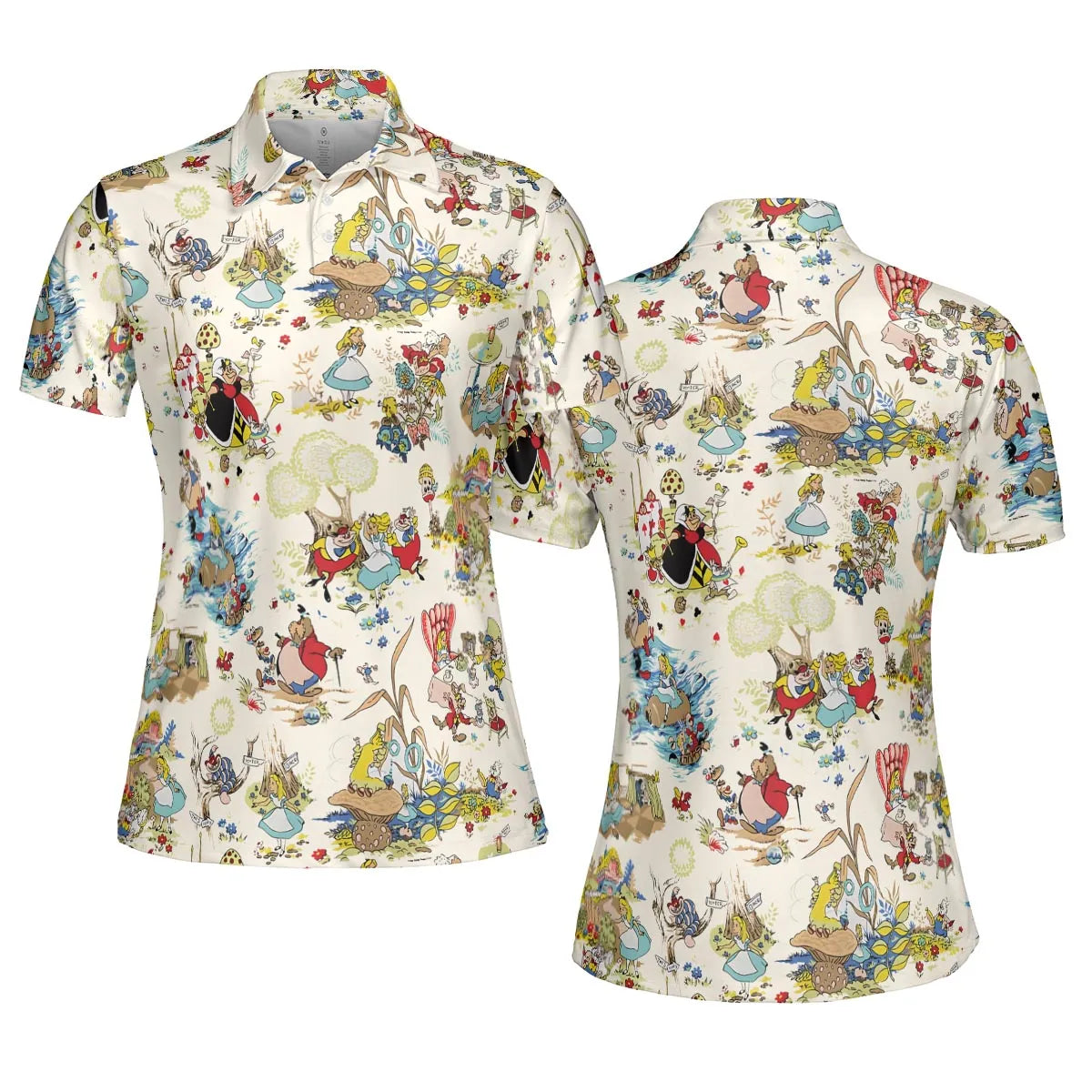 Alice In Wonderland Pattern AOP Men/Women Polo Shirt