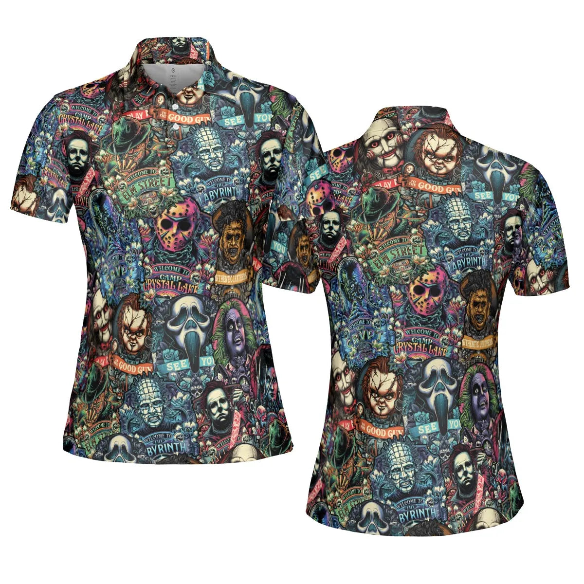 Horror Movie Characters Pattern AOP Men/Women Polo Shirt