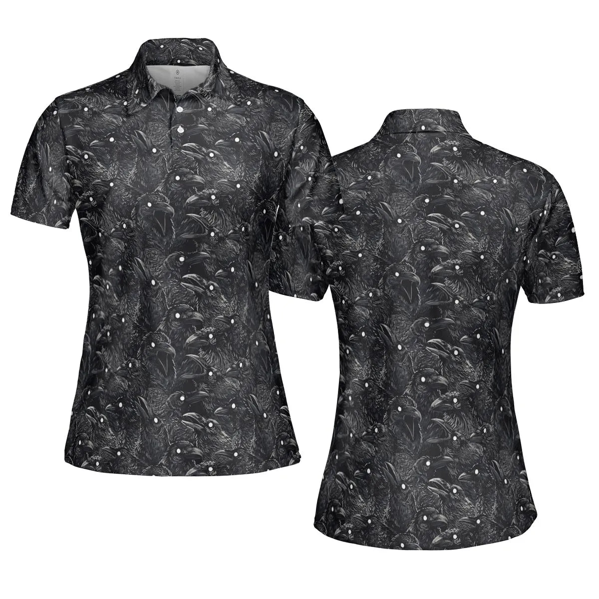 Black Raven Pattern AOP Men/Women Polo Shirt